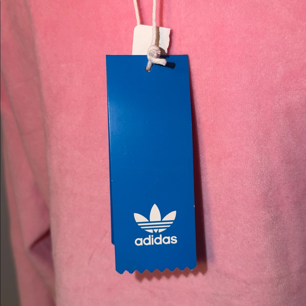 adidas Ladies Relaxed Risqué velour off the shoulder sweatshirt-Vibrant pink - Picture 7 of 14